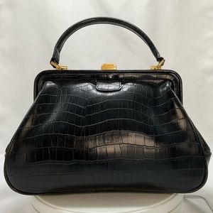 The Bulaggi Black Leather Croc Doctor Style Bag